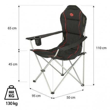 Krzesło turystyczne profilowane NC3080 czarno-czerwone - Nils